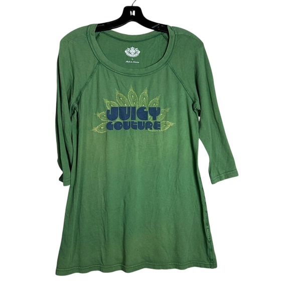 Juicy Couture Tops - Juicy Couture vintage logo Green Lotus Graphic Tee Dress L Y2K Boho Indie 2000s